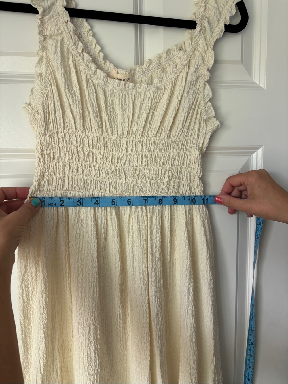 cream smocked ruffle strap sundress - Picture 5 of 6